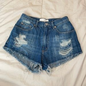 Garage High Waisted Ripped Jean Shorts